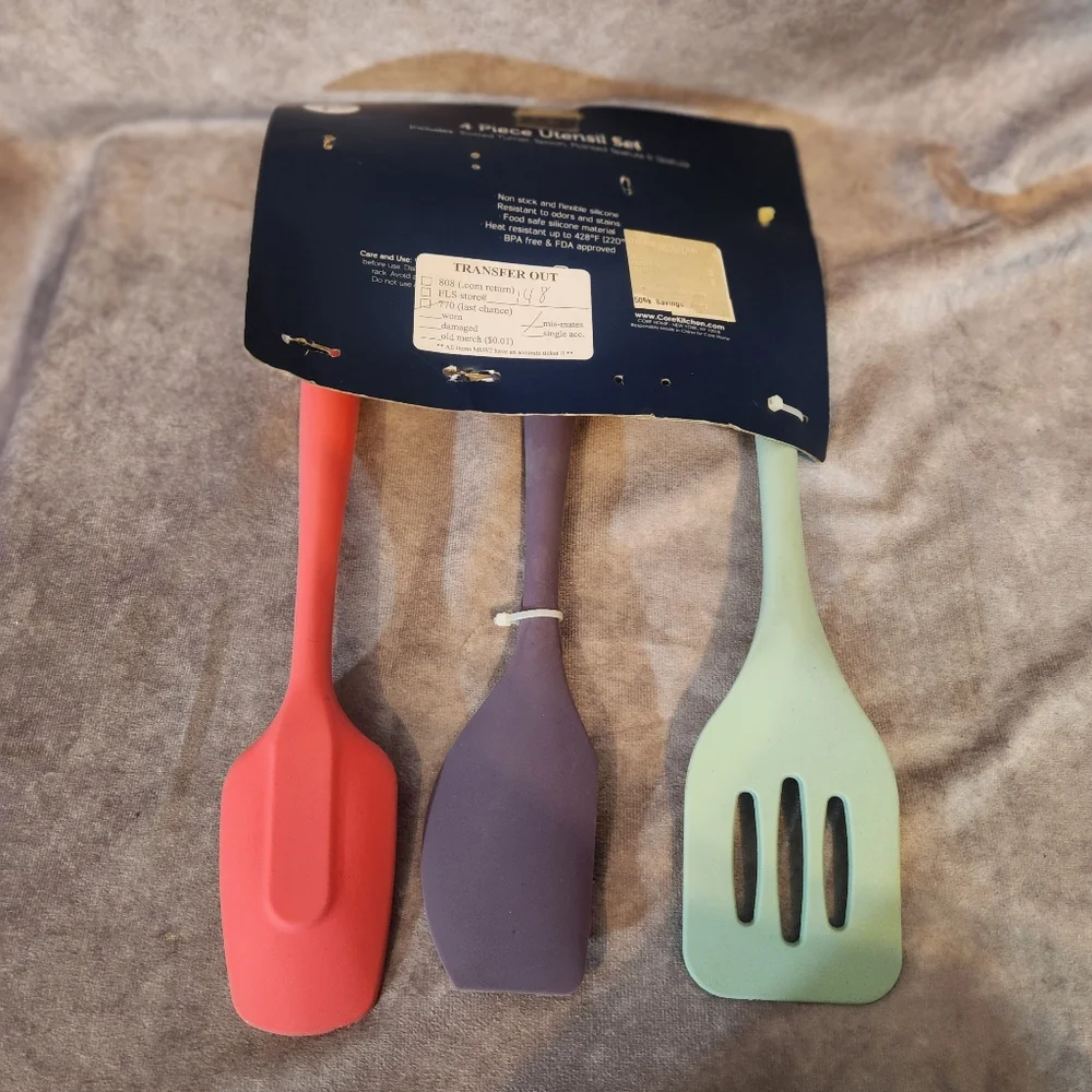 3-Piece Cooking Utensil Set in Green, Purple, and Red‎ Core Tools
